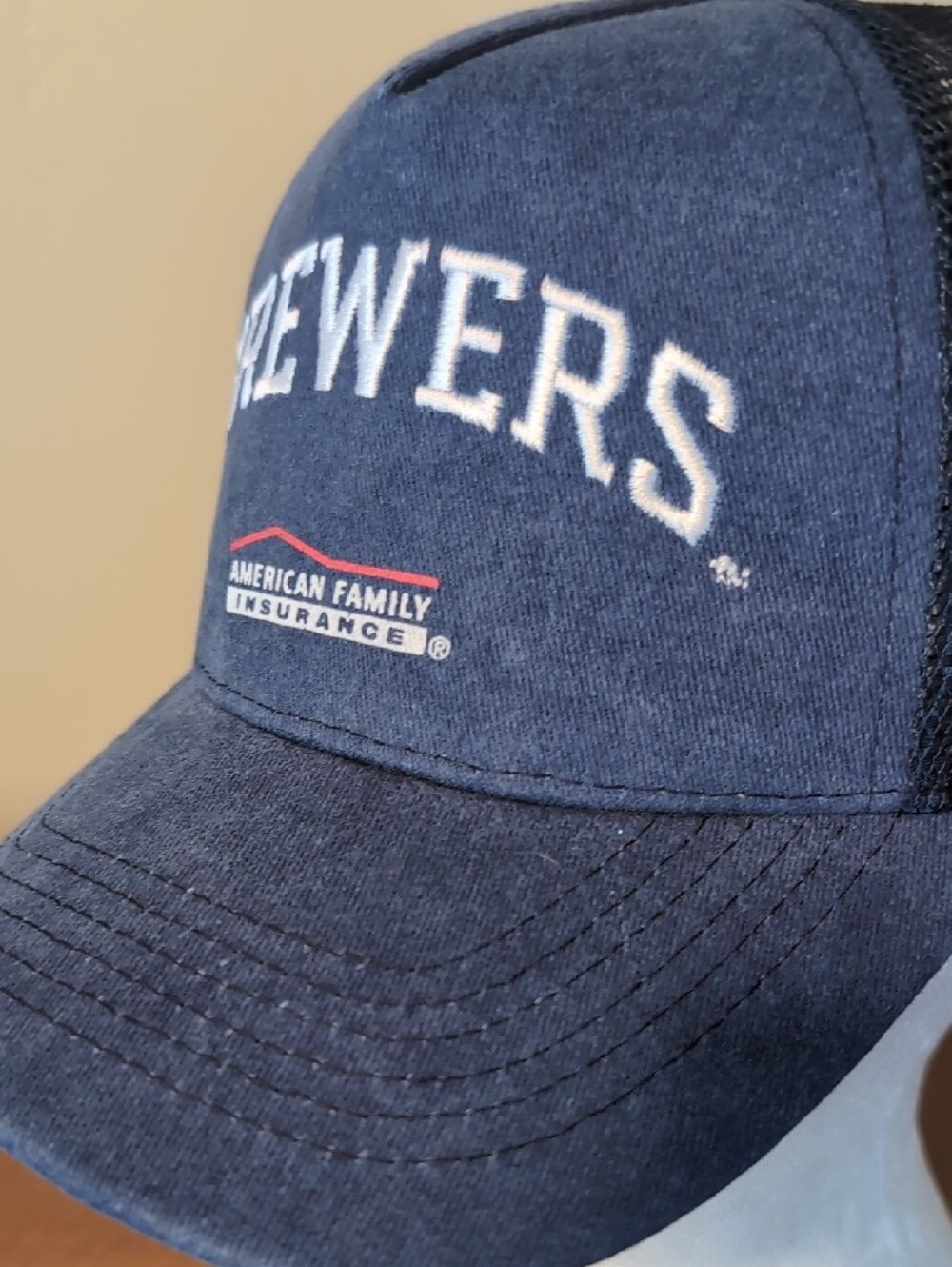 Brewers Trucker Cap with American Family Insurance Logo - Navy - Picture 3 of 8